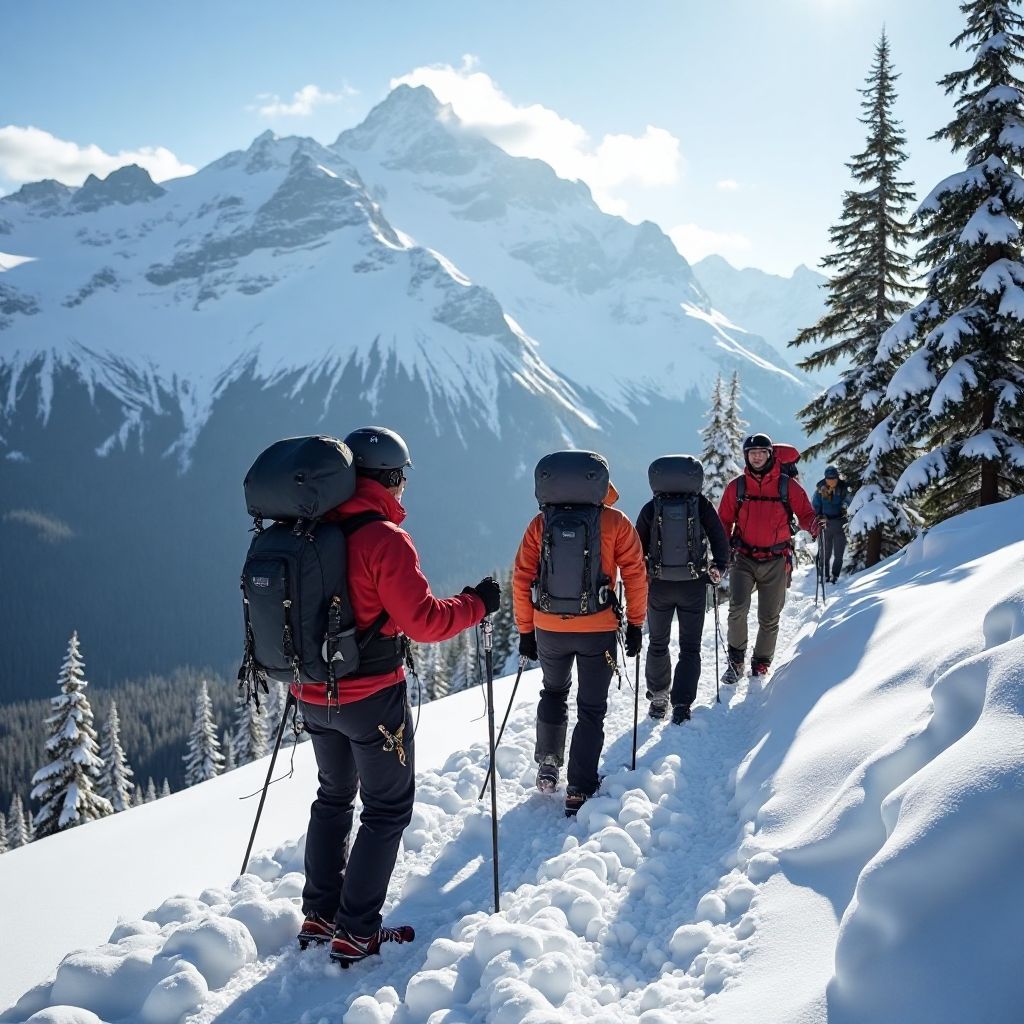 Team leading mountain expedition