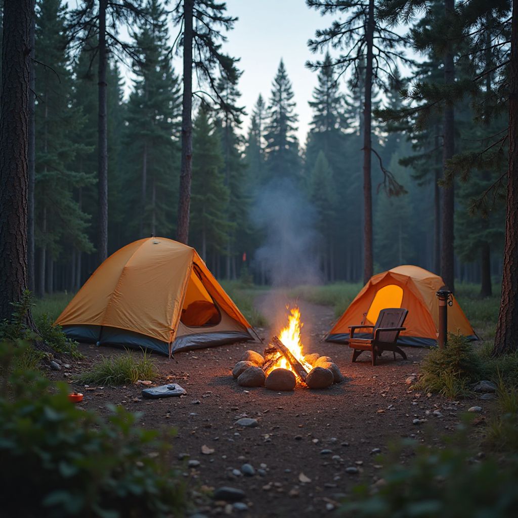 Wilderness camping setup