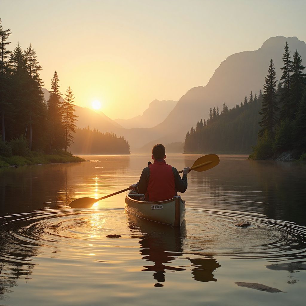 Canoeing on Pristine Lake